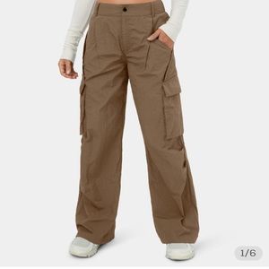 Low Rise Button Zipper Side Pocket Wide Leg Casual Cargo Pants